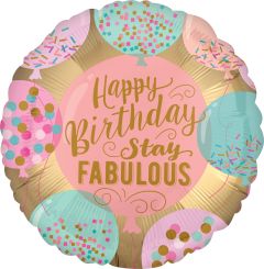 Standard Happy Birthday Stay Fabulous folija balon