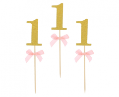 Cake Picks 1 st Birthday Pink okrasek na palčki