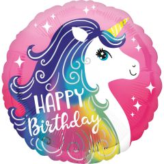 Standard HX Pink Unicorn Happy Birthday folija balon