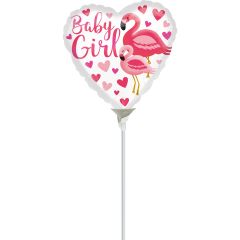 Mini Flamingo Baby Girl 10 cmfolija balon na palčki