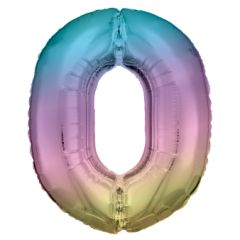Folija balon številka 0 Pastel Raibow