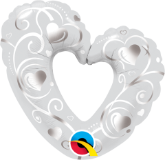 Mini Hearts&Filigree Pearl White folija balon na palčki