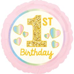 Standard Girl 1st Birthday Pink & Gold folija balon