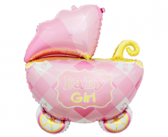 Maxi Baby Carriage Pink folija balon