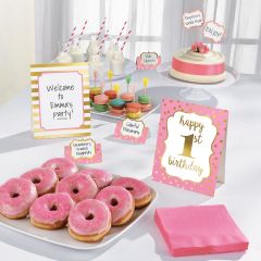 1st Birthday Pink & Gold set za dekoracijo