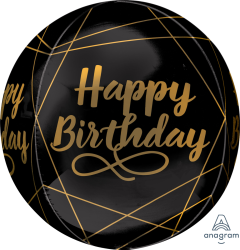Orbz Elegant Birthday Black folija balon