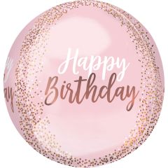 Orbz Rose Gold Blush Birthday folija balon