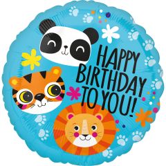 Standard Lion Tiger and Panda Happy Birthday folija balon