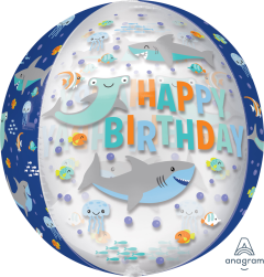 Orbz Happy Birthday Sharks folija balon