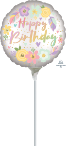 Mini Birthday Satin Flowers folija balon na palčki