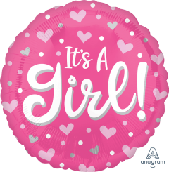 Standard Its a Girl Hearts dots pink folija balon