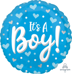 Standard its a Boy Hearts dots blue folija balon