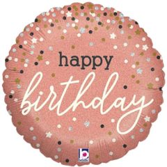 Standard B-Day Confetti Rose Gold folija balon