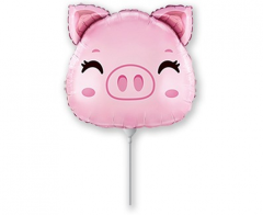 Mini 14"FX Piggy Head folija balon na palčki