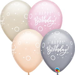Latex baloni 28 cm Happy Birthday - Dots & Sprinkles", Gray, Pink, Blush, Cashmere