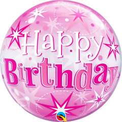 Bubble Bday Pink Starburst Sparkle pvc balon