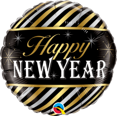 Standard Happy New Year stripes folija balon