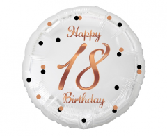 Standard Happy 18 Birthday White Rosegold Printing folija balon