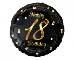Standard Happy 18 Birthday Black Gold Printing folija balon