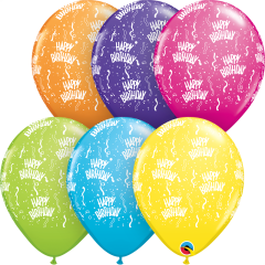 Lateks baloni 28cm Bday A Round Tropical Ast 