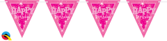 Zastavice Happy Bday Pink Sparkle 3,6m (16 zastavic)