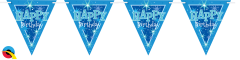Zastavice Happy Bday Blue Sparkle 3,6m (16 zastavic)