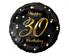 Standard B&C Happy 30 Birthday Black Gold  Printing folija balon