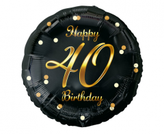 Standard B&C Happy 40 Birthday Black Gold  Printing folija balon
