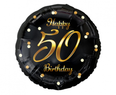 Standard B&C Happy 50 Birthday Black Gold  Printing folija balon