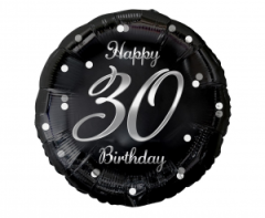 Standard B&C Happy 30 Birthday Black Silver Printing folija balon