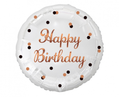 Standard B&C Happy Birthday White Rosegold Printing folija balon