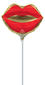 Mini Kiss Lips Red Gold folija balon na palčki