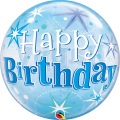 Bubble Bday Blue Starburst Sparkle pvc balon