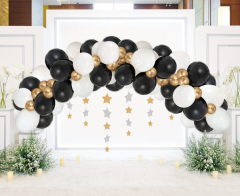 Balonska Girlanda B&C White  Gold and Black