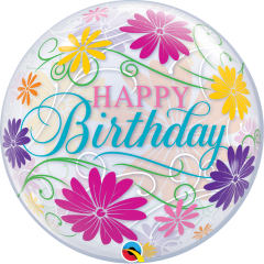 Bubble Bday Flowers & Filigree pvc balon