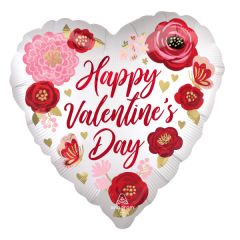 Maxi Satin Painted Flowers Heart folija balon