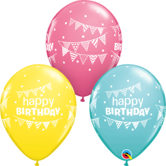 Lateks baloni 28cm Bday Pennants&Dots Special Ast 