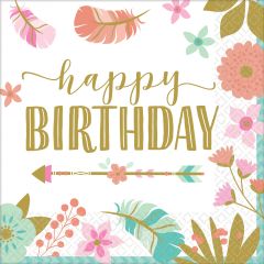 BOHO Birthday Girl serviete 25x25 cm