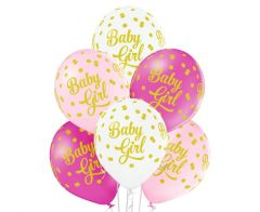 Latex baloni Baby Girl Dots Mix 30 cm