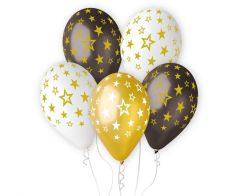 Latex baloni 30 cm Premium Hel Stars gold