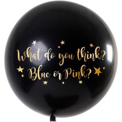 Latex Balloon Gender Reveal Boy Metallic Black 90cm