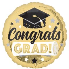 Standard Congats Grad Shiny Gold folija balon