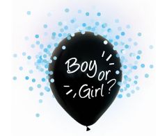 Latex baloni 30 cm Boy or Girl blue confetti