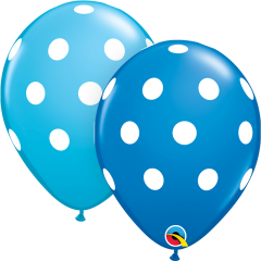 Lateks baloni 28cm Big Polka Dots Dark Blue&Robins Egg