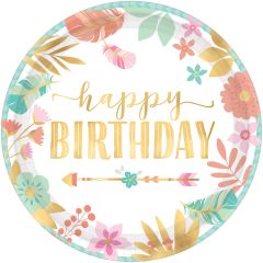 BOHO Birthday Girl krožniki 18 cm