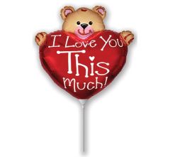 Mini Teddy Bear with Heart  folija balon na palčki
