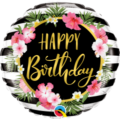 Standard Bday Hibiscus Stripes folija balon