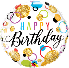 Standard Bday Glitter Dots folija balon