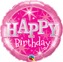 Mini Bday Pink Sparkle folija balon na palčki 