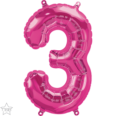 Mini folija balon številka  3 Magenta  
